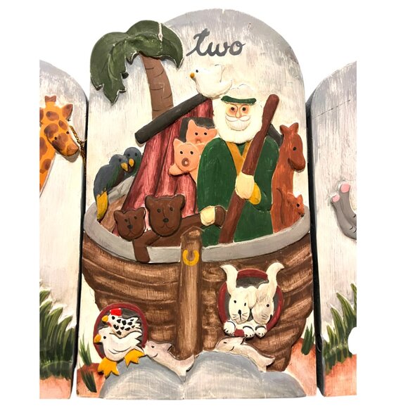 Wooden 5-Panel Tabletop Folding Noah's Ark Nursery Decor - Picture 5 of 8